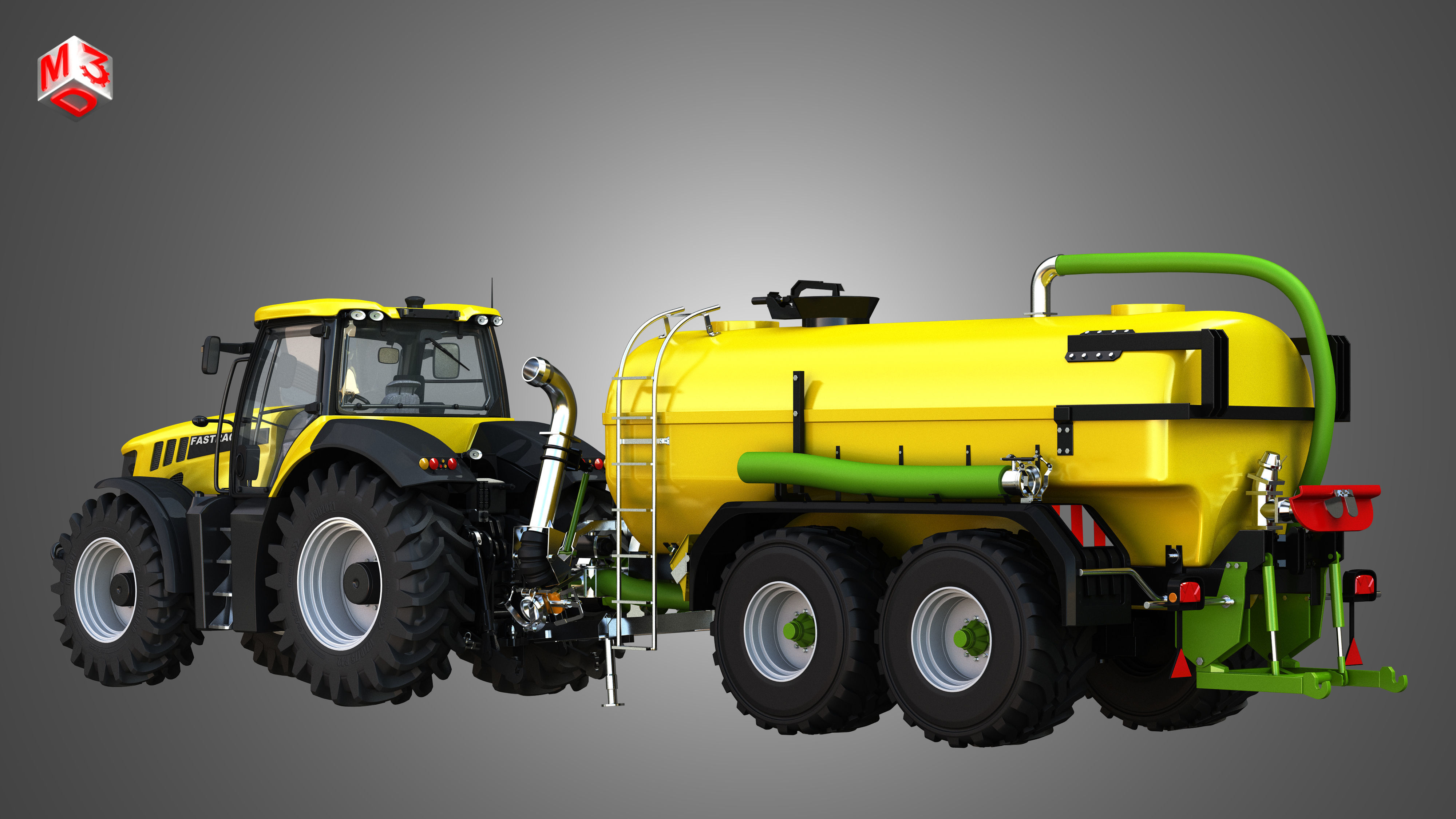 JCB - 8000 Tractor with Zunhammer Liquid Manure Trailer 3D model_5