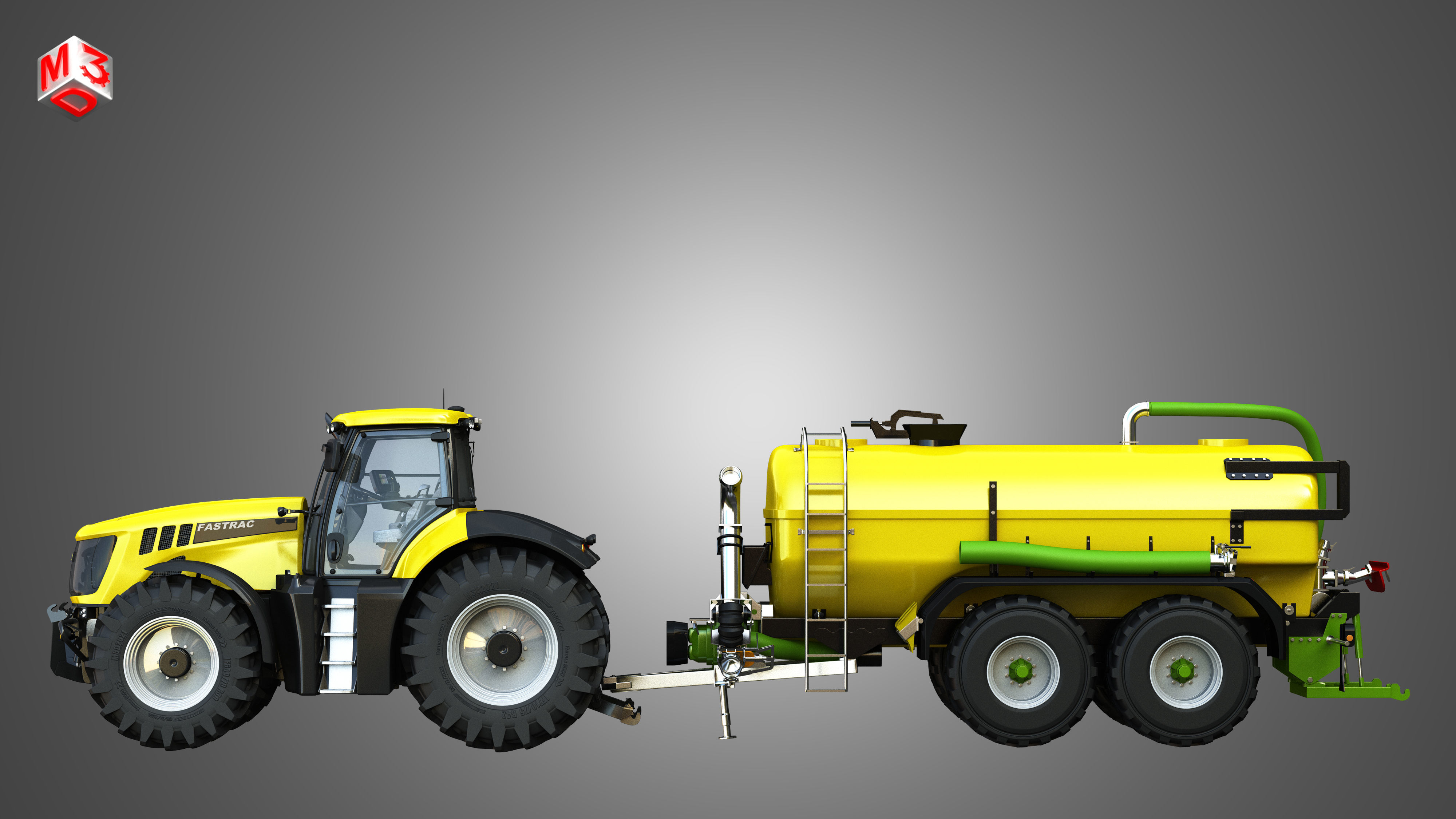 JCB - 8000 Tractor with Zunhammer Liquid Manure Trailer 3D model_6
