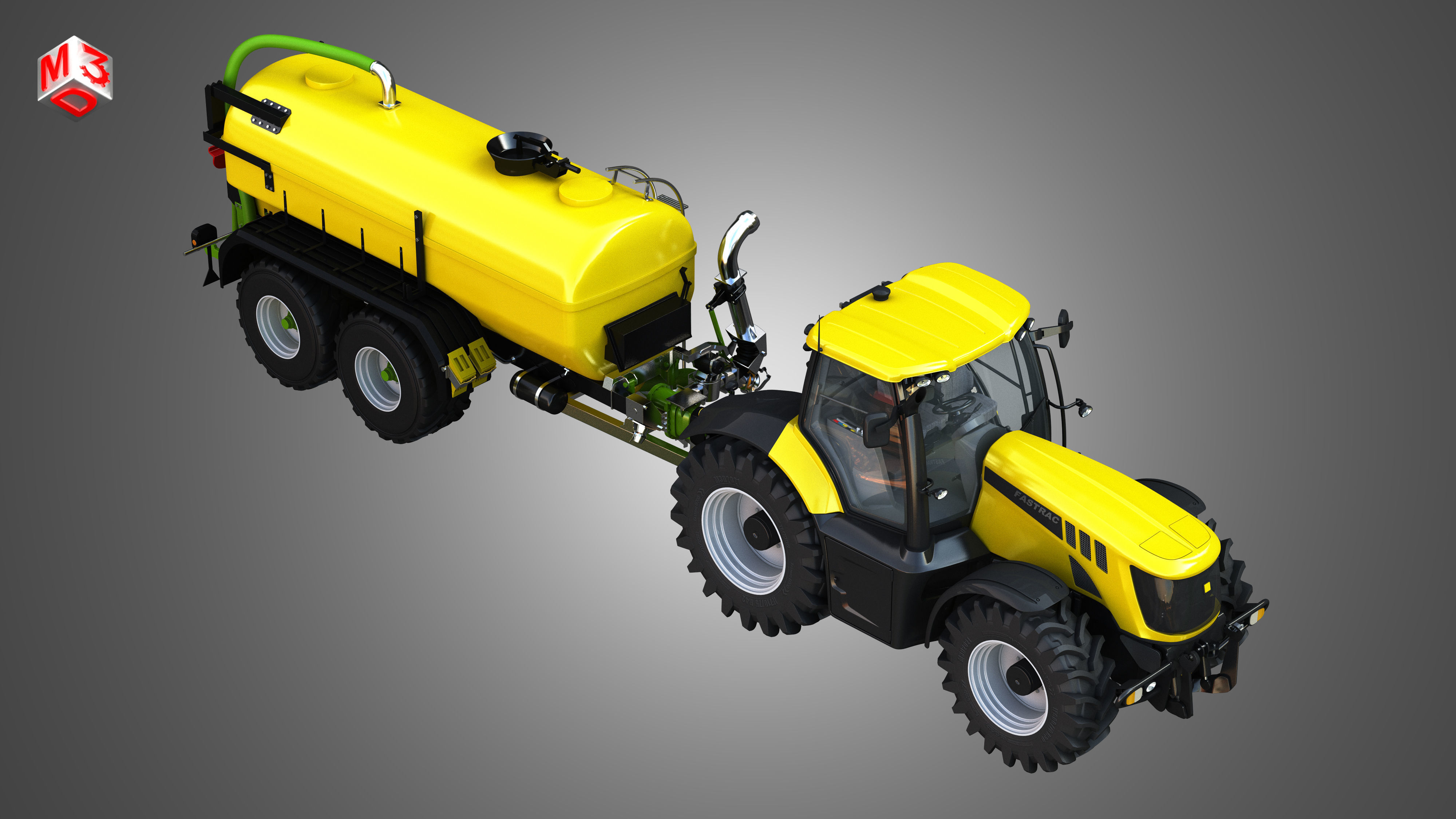 JCB - 8000 Tractor with Zunhammer Liquid Manure Trailer 3D model_10