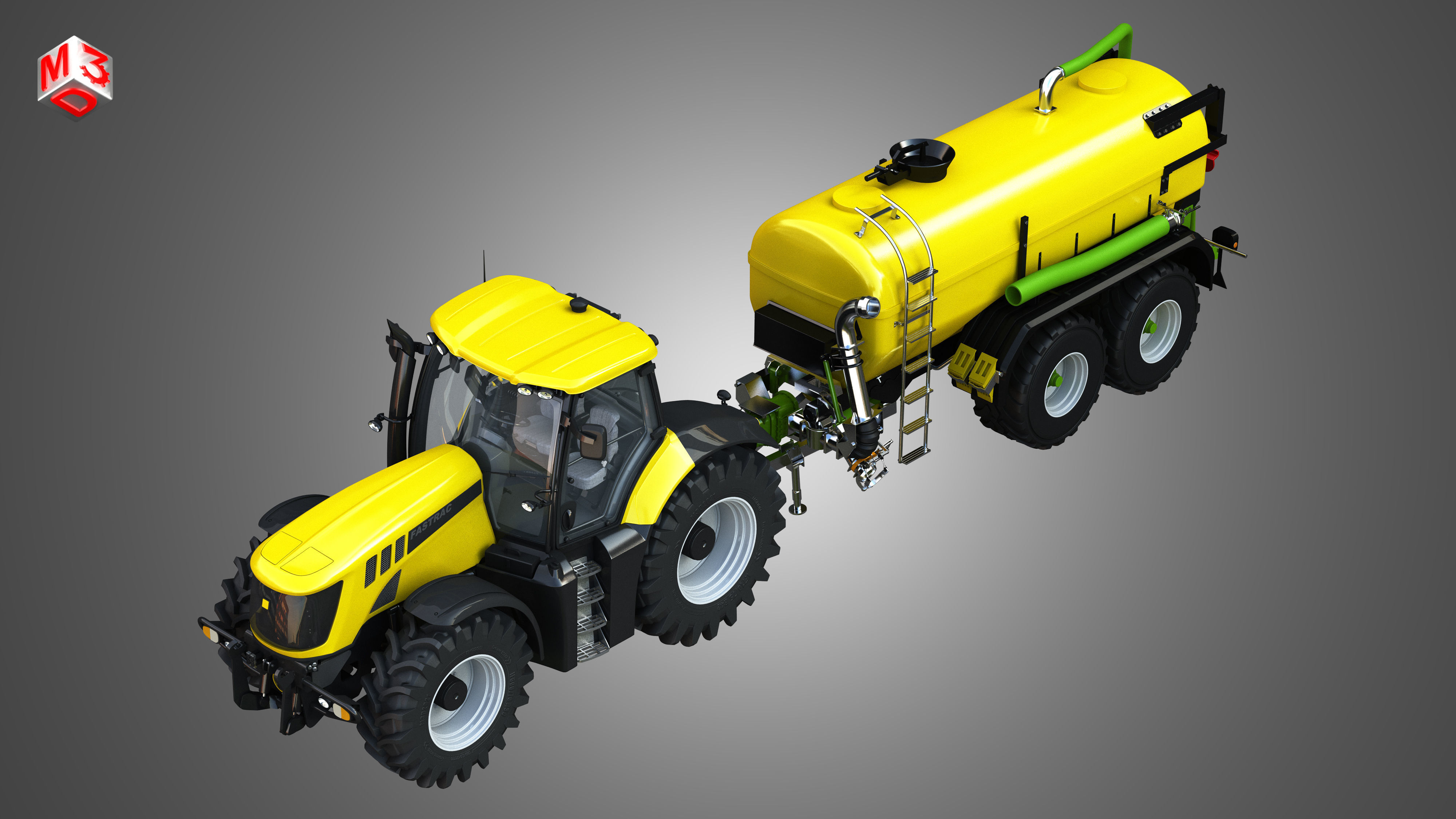 JCB - 8000 Tractor with Zunhammer Liquid Manure Trailer 3D model_8