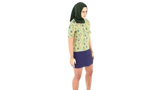 Hijab Woman Low-poly 3D model