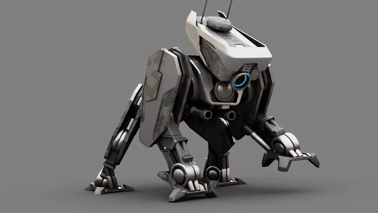 Military Droid  rigged character 3D model_0