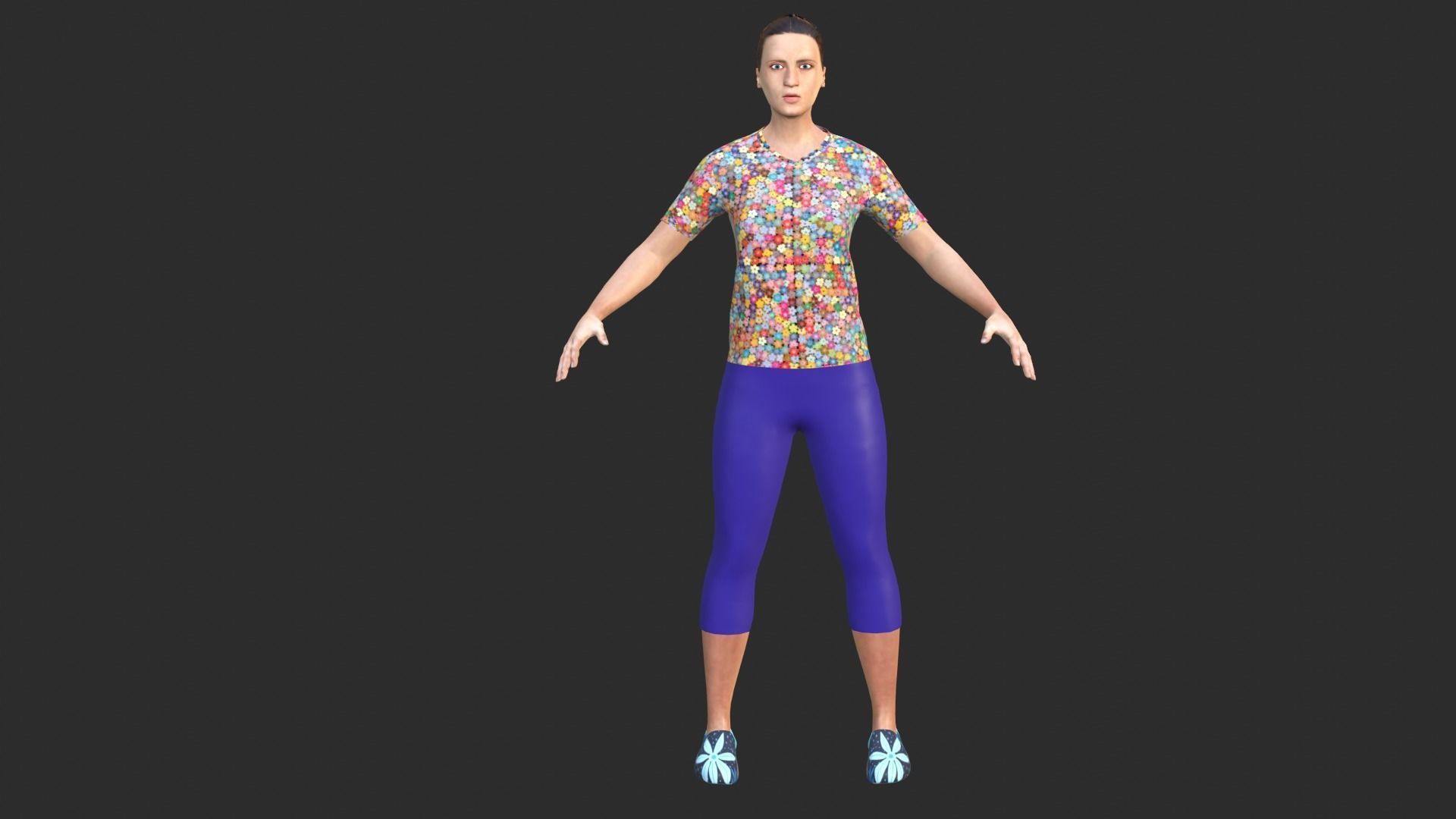 Woman in capri leggings Low-poly 3D model_6