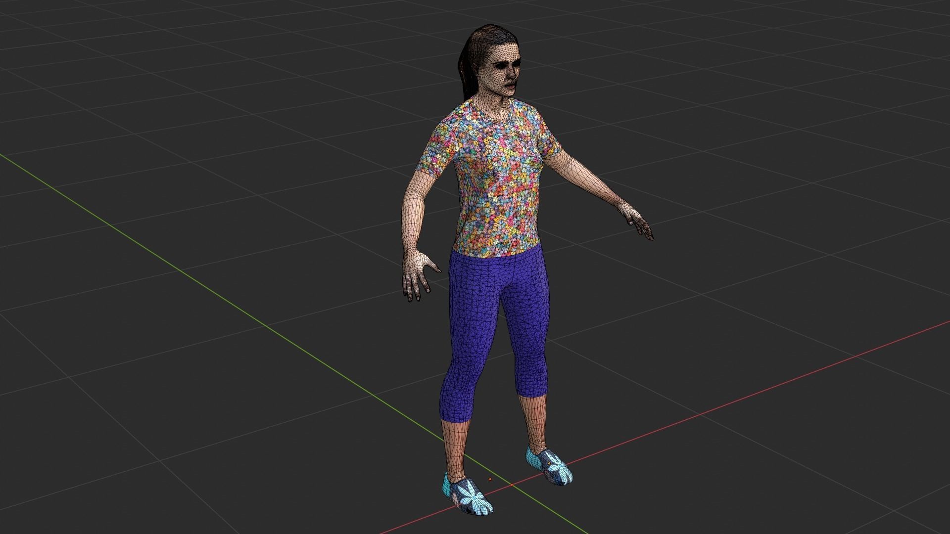 Woman in capri leggings Low-poly 3D model_7