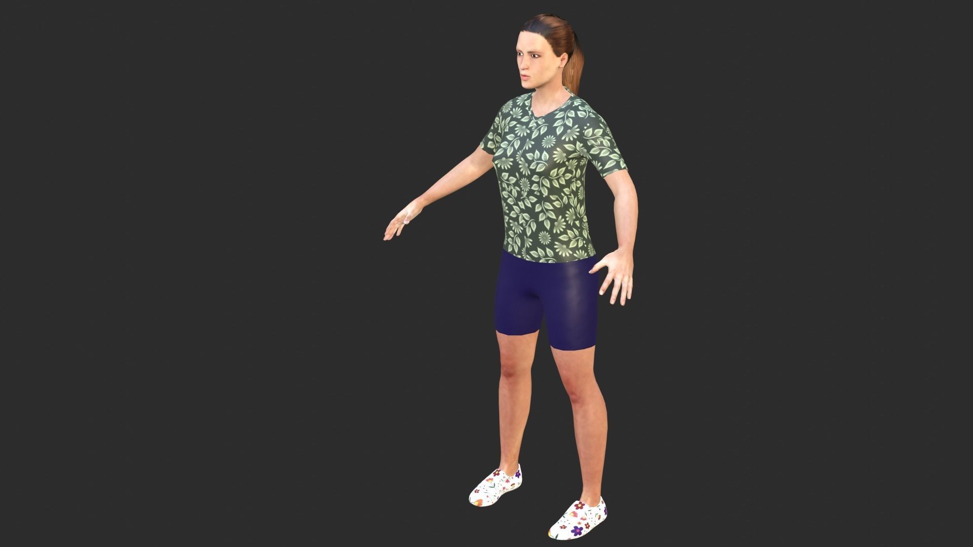 Woman man in shirt and shorts Low-poly 3D model_5