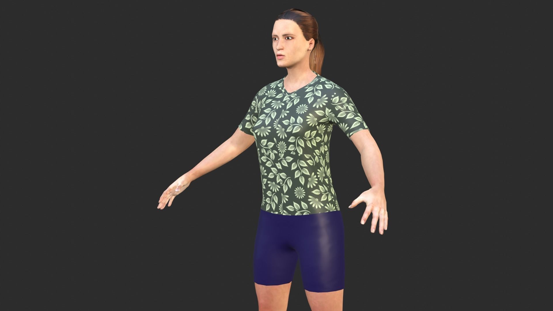 Woman man in shirt and shorts Low-poly 3D model_6