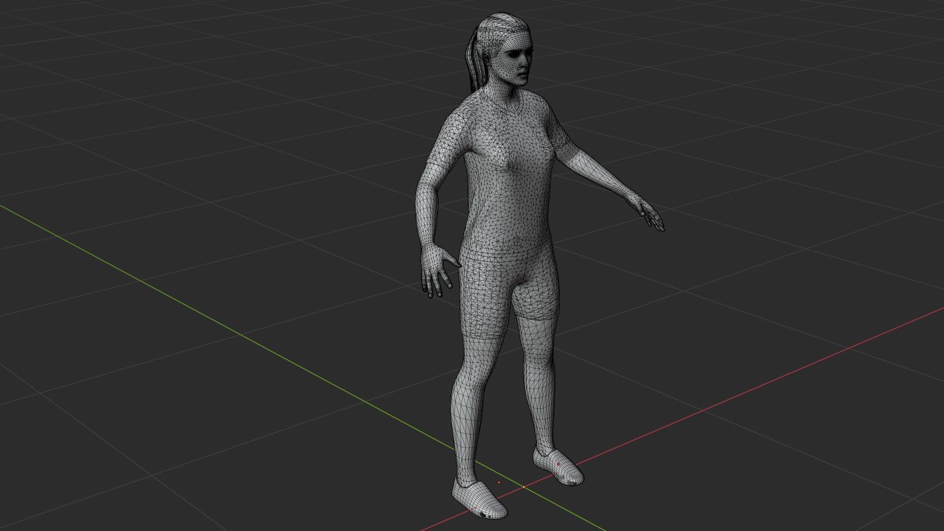 Woman man in shirt and shorts Low-poly 3D model_8