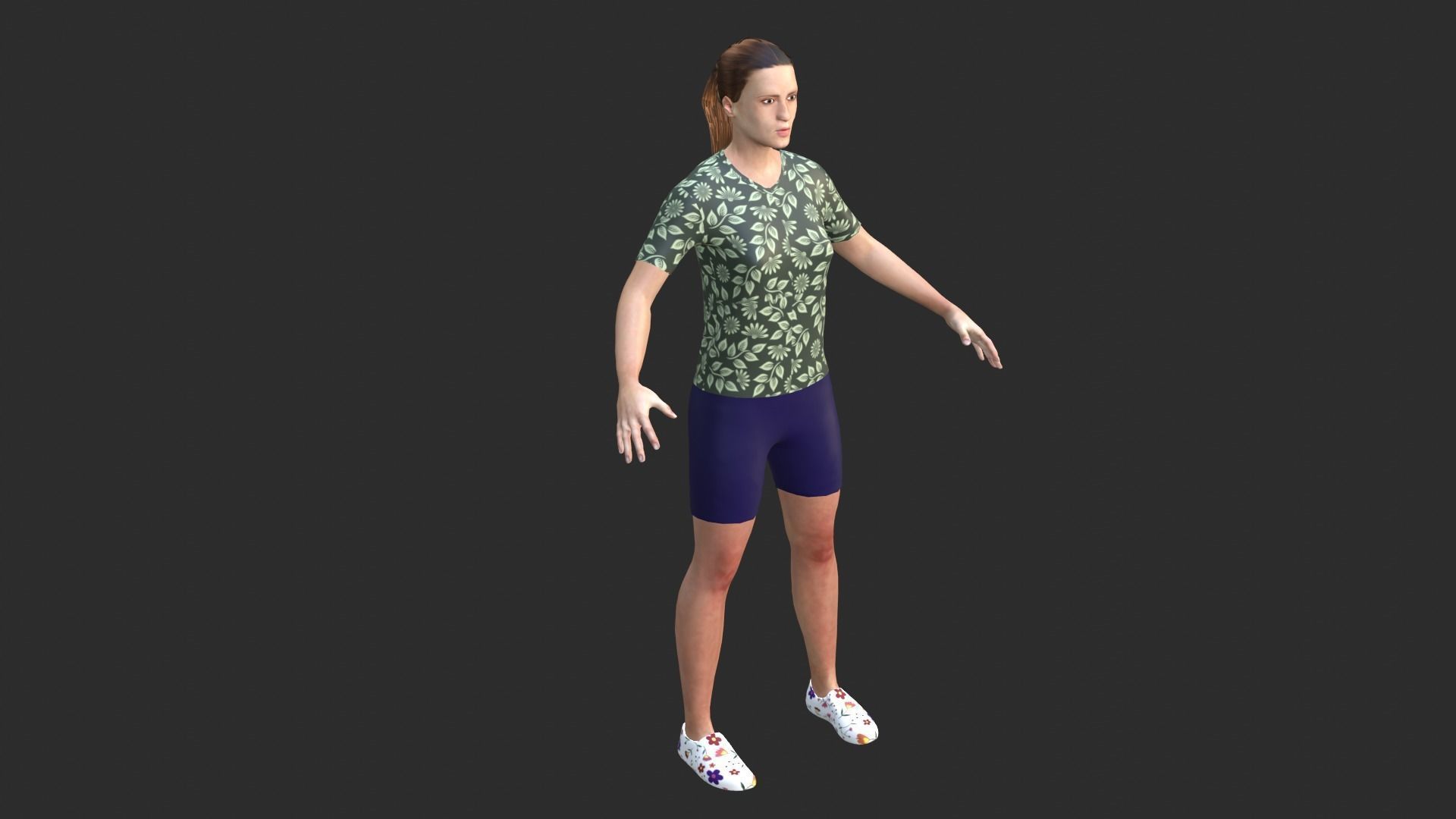 Woman man in shirt and shorts Low-poly 3D model_3