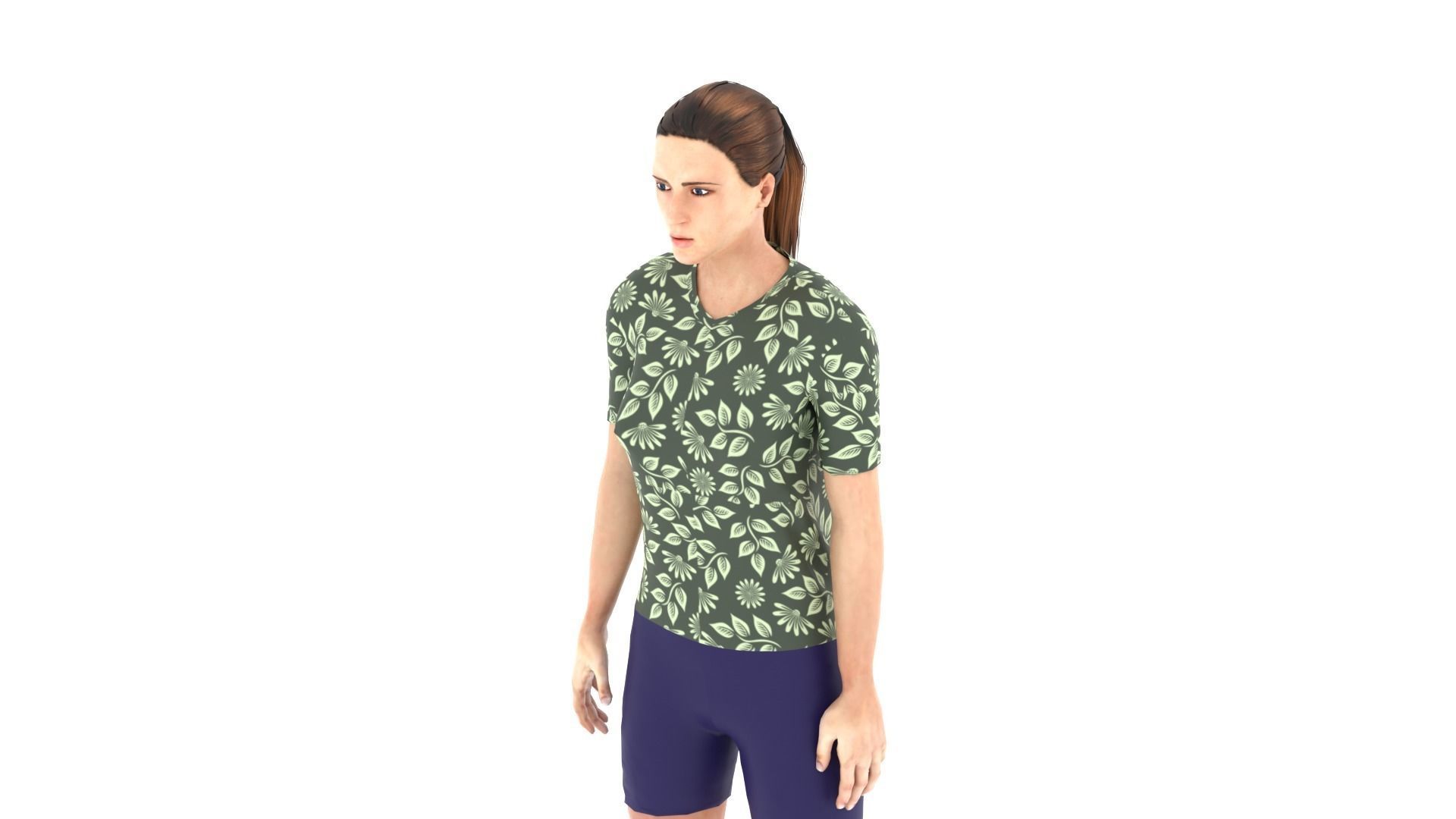 Woman man in shirt and shorts Low-poly 3D model_2