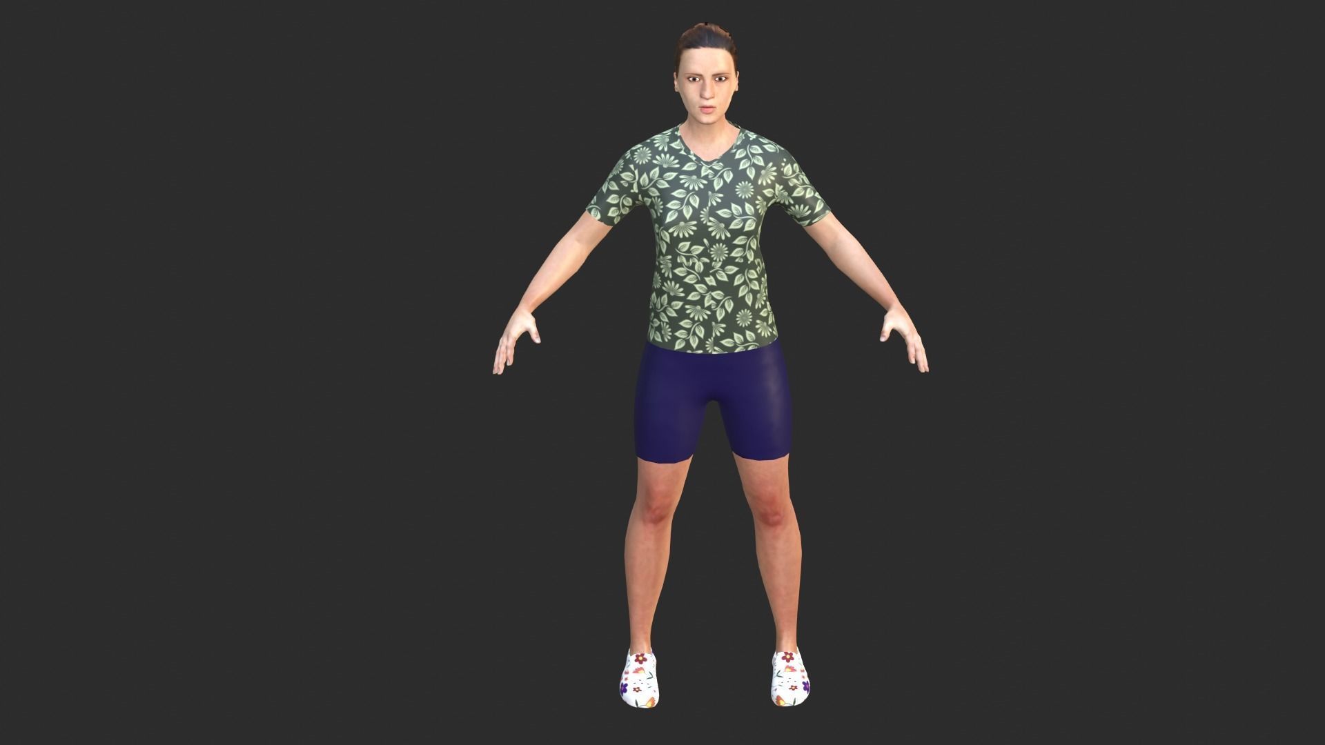 Woman man in shirt and shorts Low-poly 3D model_4