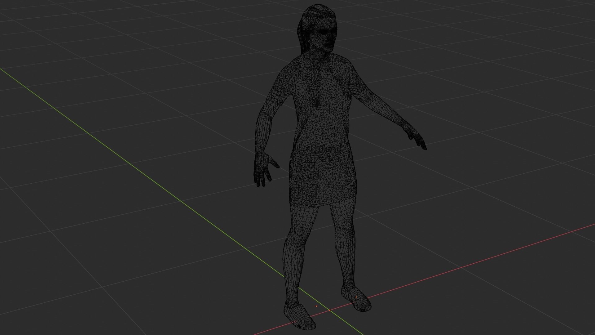 Woman wearing floral shirt and skirt Low-poly 3D model_9