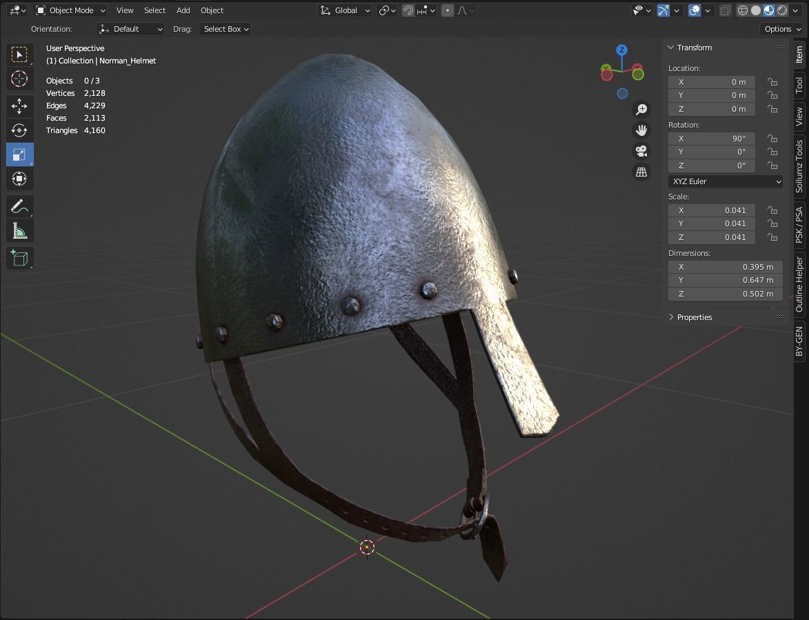 Norman Helmet Low-poly 3D model_7
