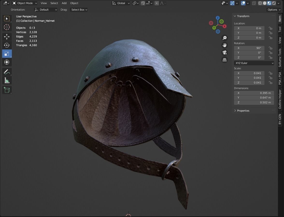Norman Helmet Low-poly 3D model_9