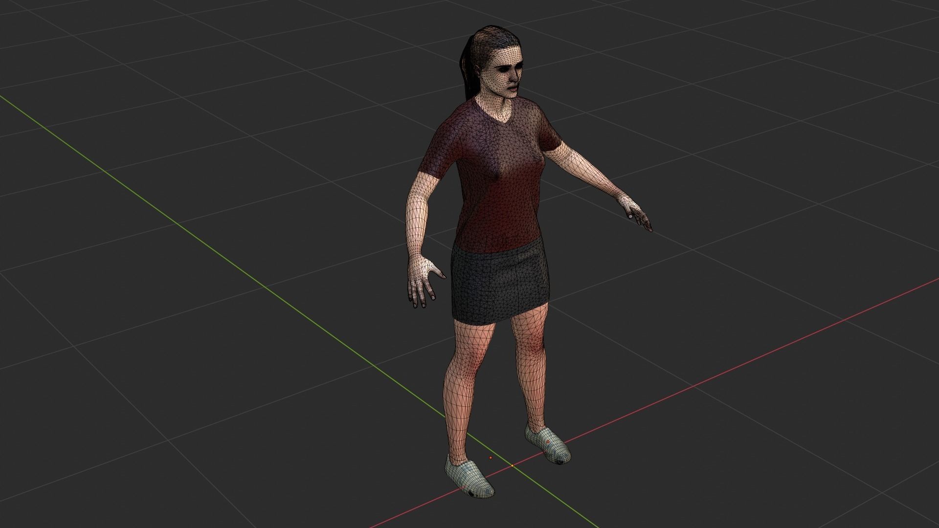 Woman person in short skirt Low-poly 3D model_7