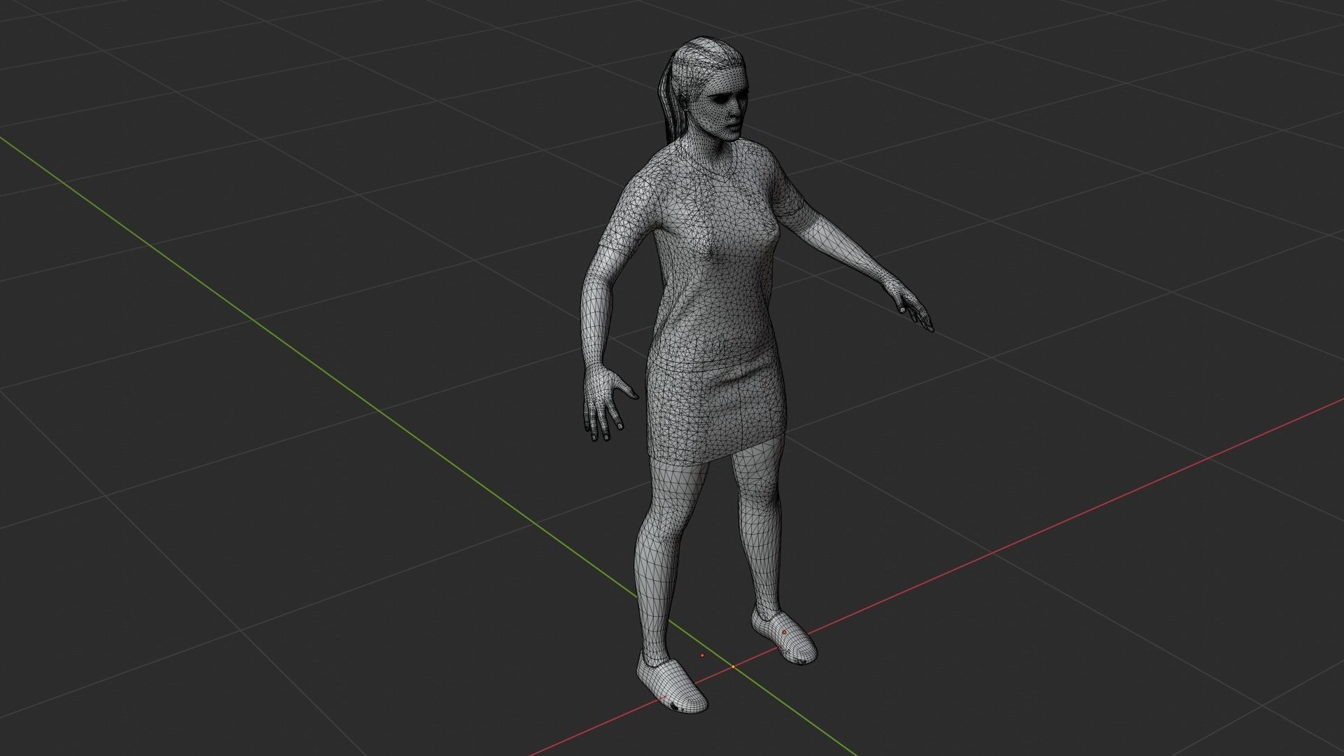 Woman person in short skirt Low-poly 3D model_8