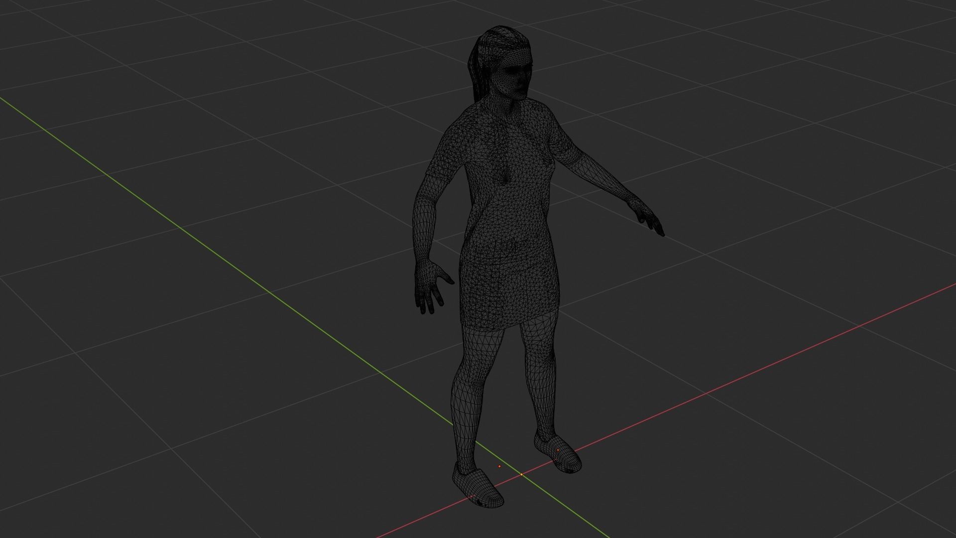 Woman person in short skirt Low-poly 3D model_9