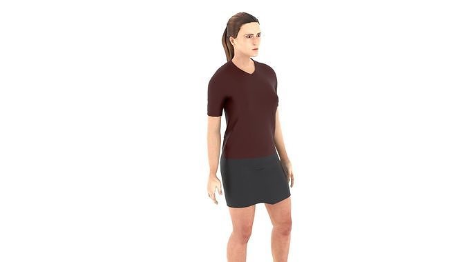 Woman person in short skirt Low-poly 3D model