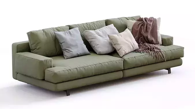 Marmont sofa with pillows 3D model 5