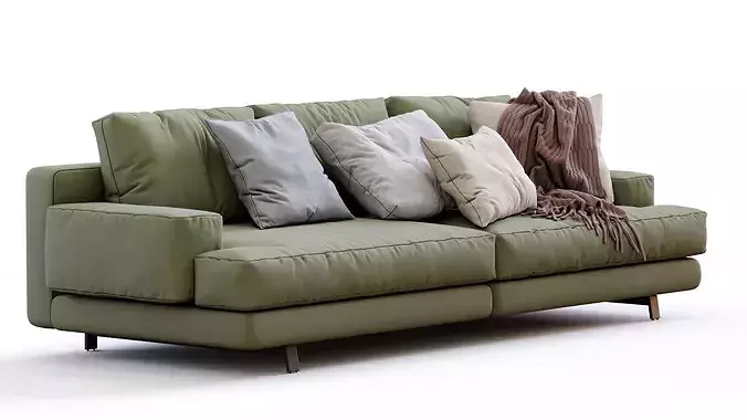 Marmont sofa with pillows 3D model 4