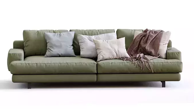 Marmont sofa with pillows 3D model 7