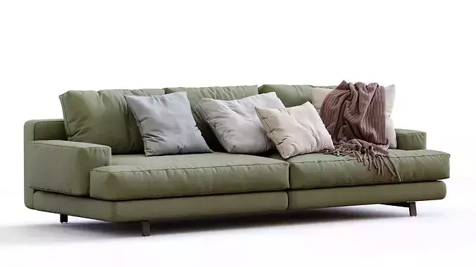 Marmont sofa with pillows 3D model 6