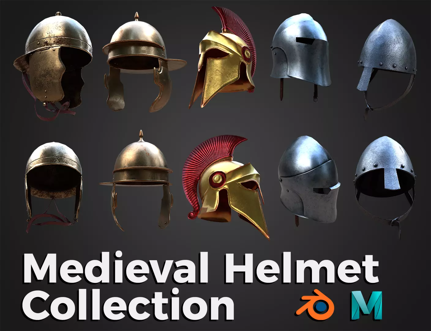   Medieval Helmet 3D Model Collection_0