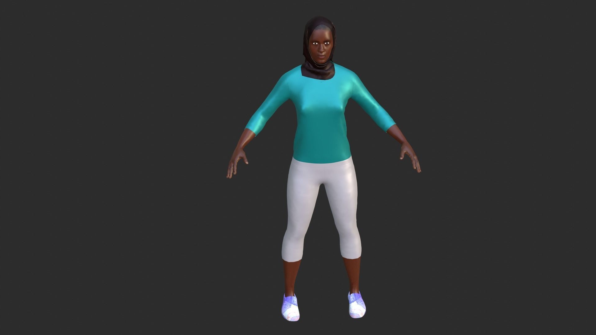 Hijab Woman Low-poly 3D model_5