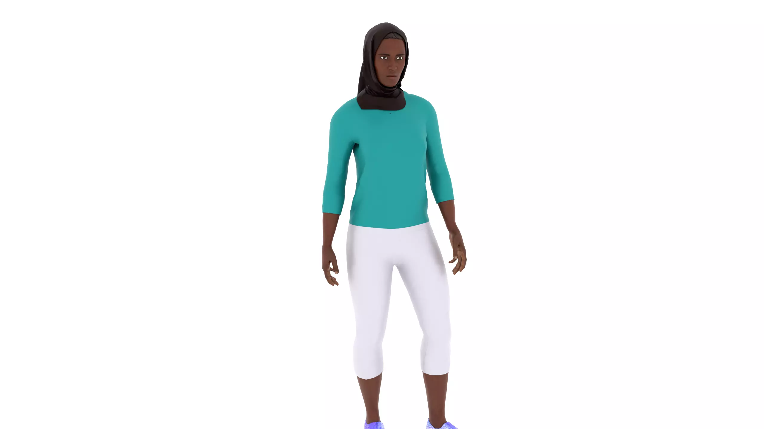 Hijab Woman Low-poly 3D model_0
