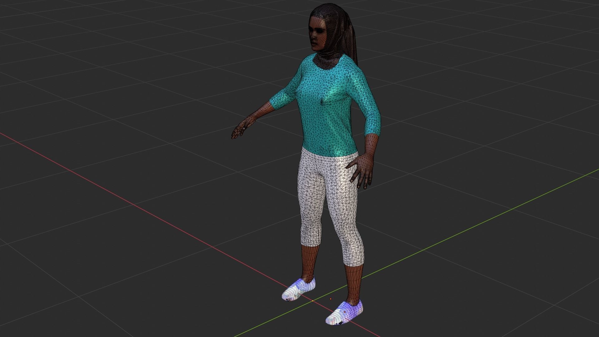Hijab Woman Low-poly 3D model_7