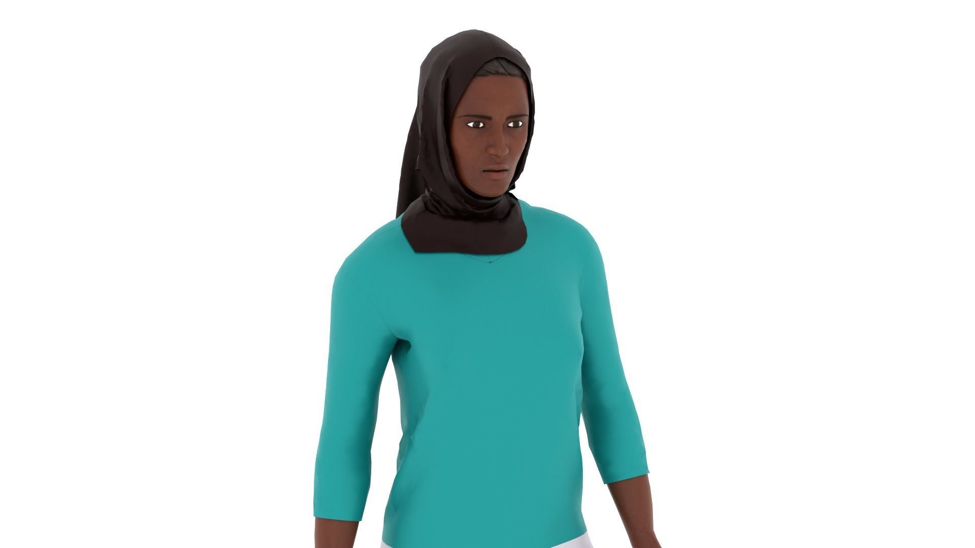 Hijab Woman Low-poly 3D model_3
