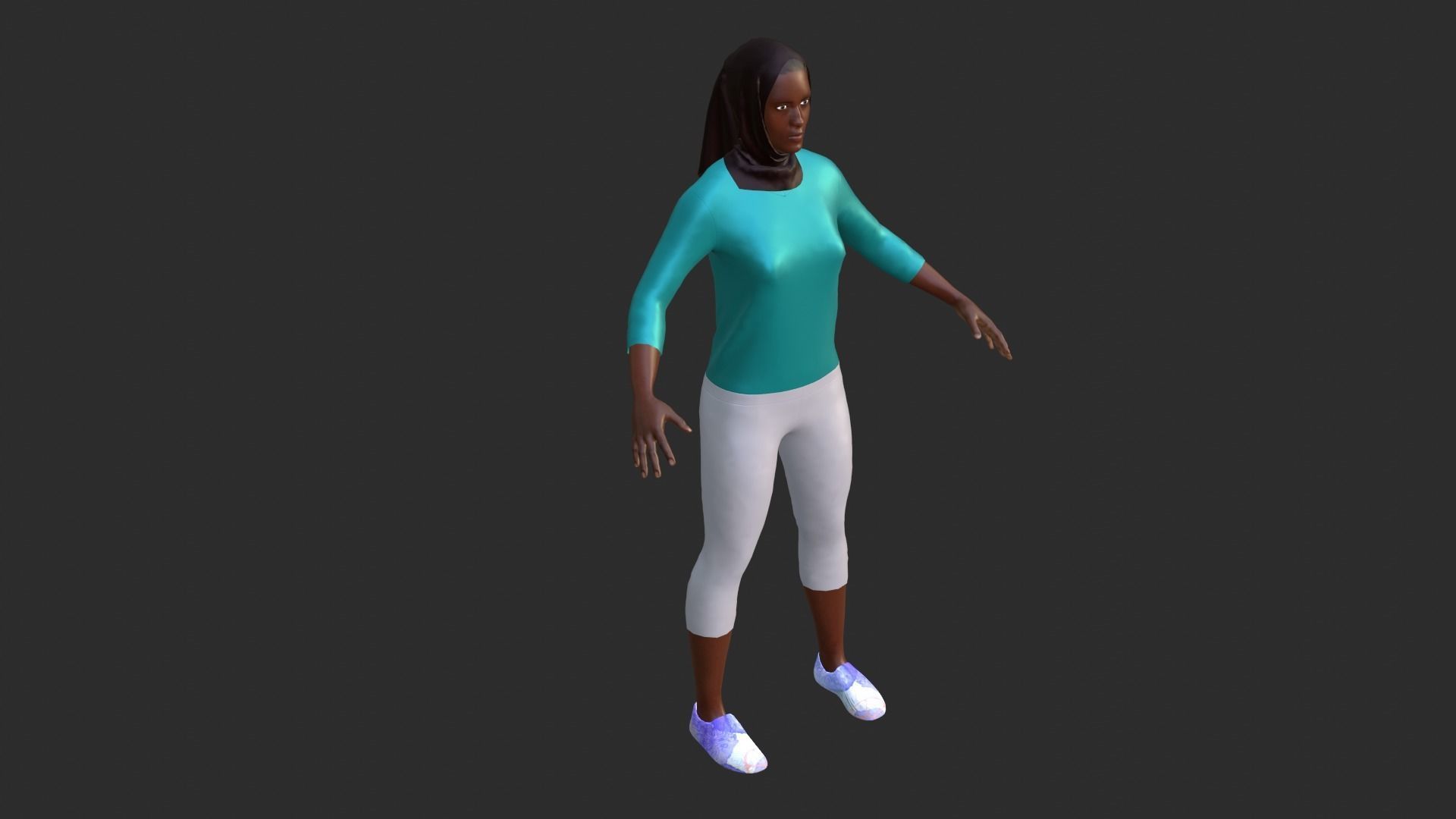 Hijab Woman Low-poly 3D model_4