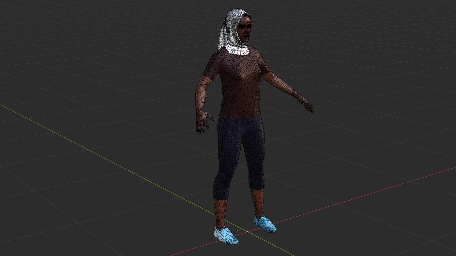 Hijab Woman Low-poly 3D model_7