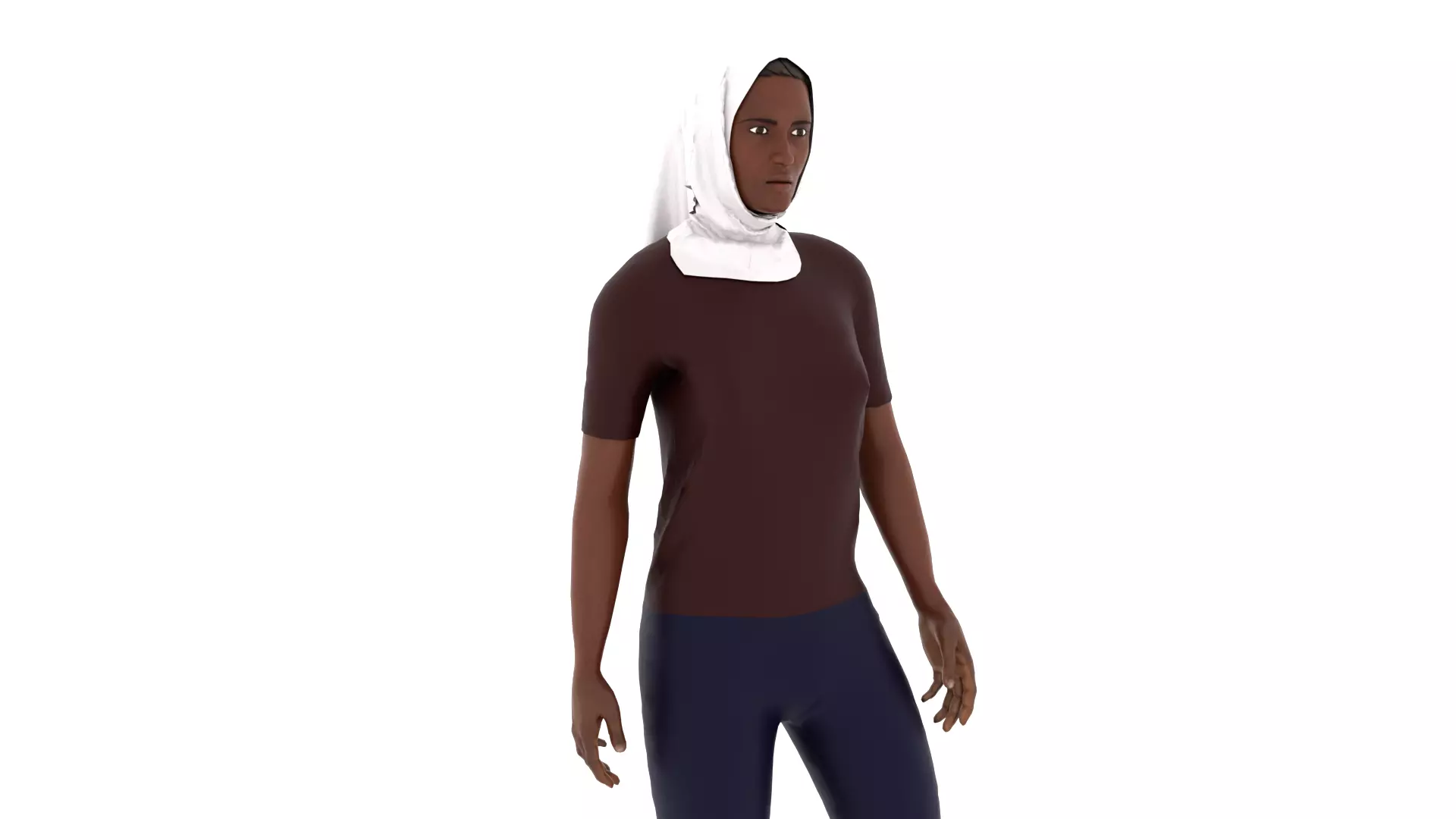 Hijab Woman Low-poly 3D model_0
