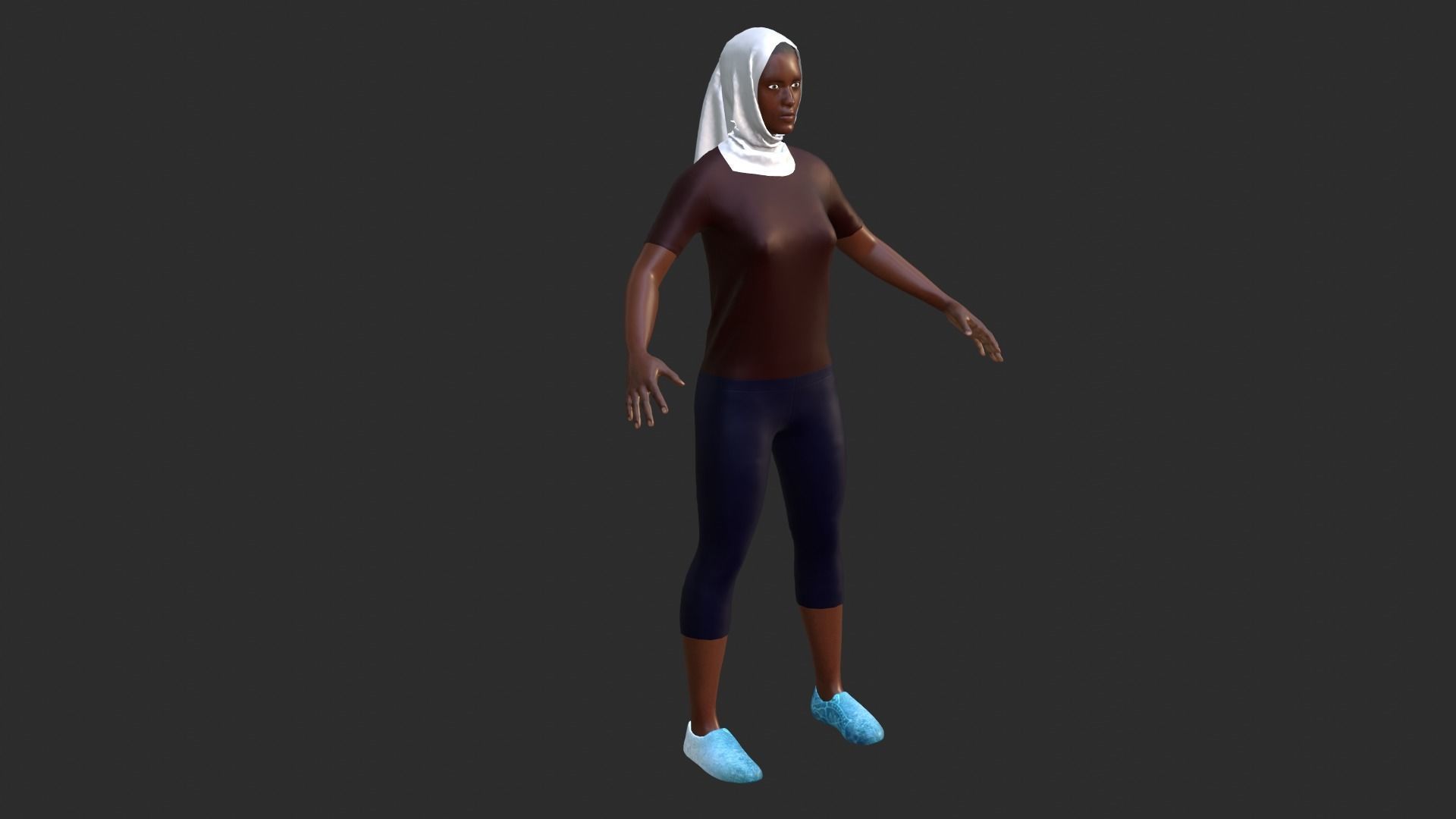 Hijab Woman Low-poly 3D model_6