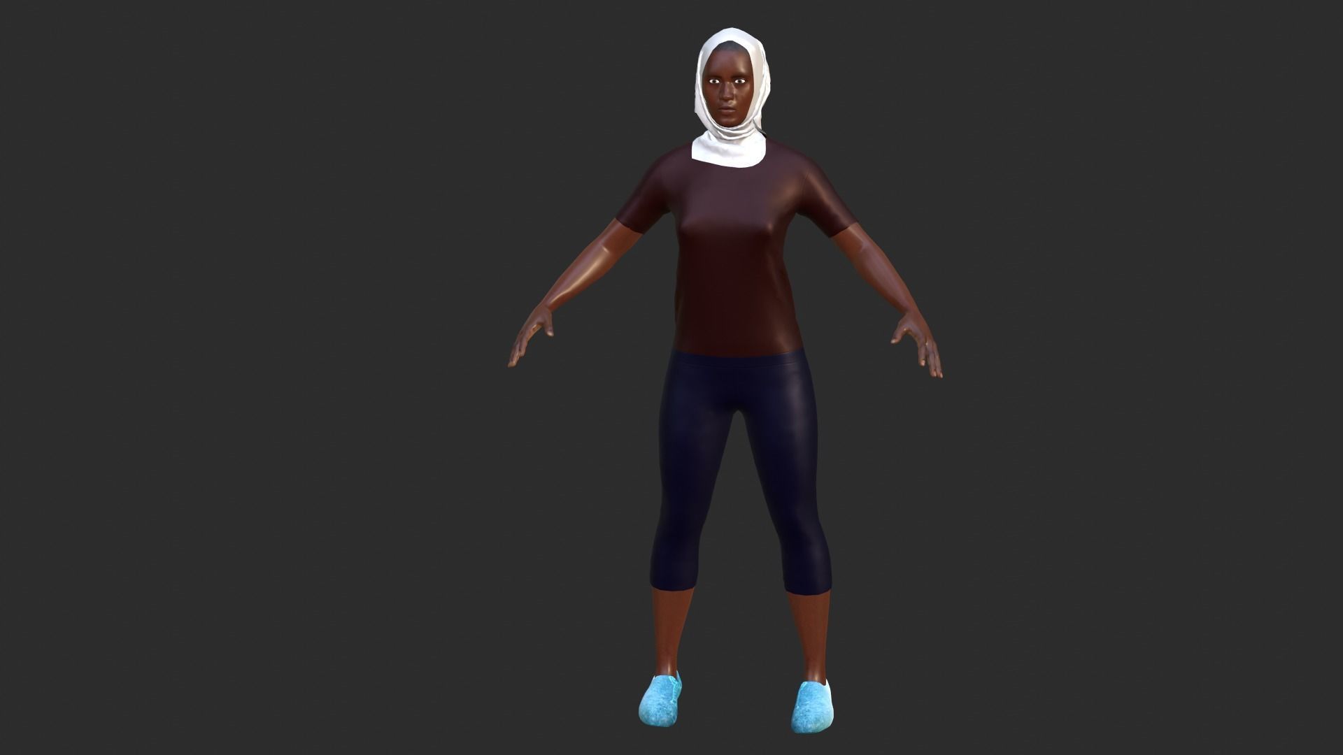 Hijab Woman Low-poly 3D model_5