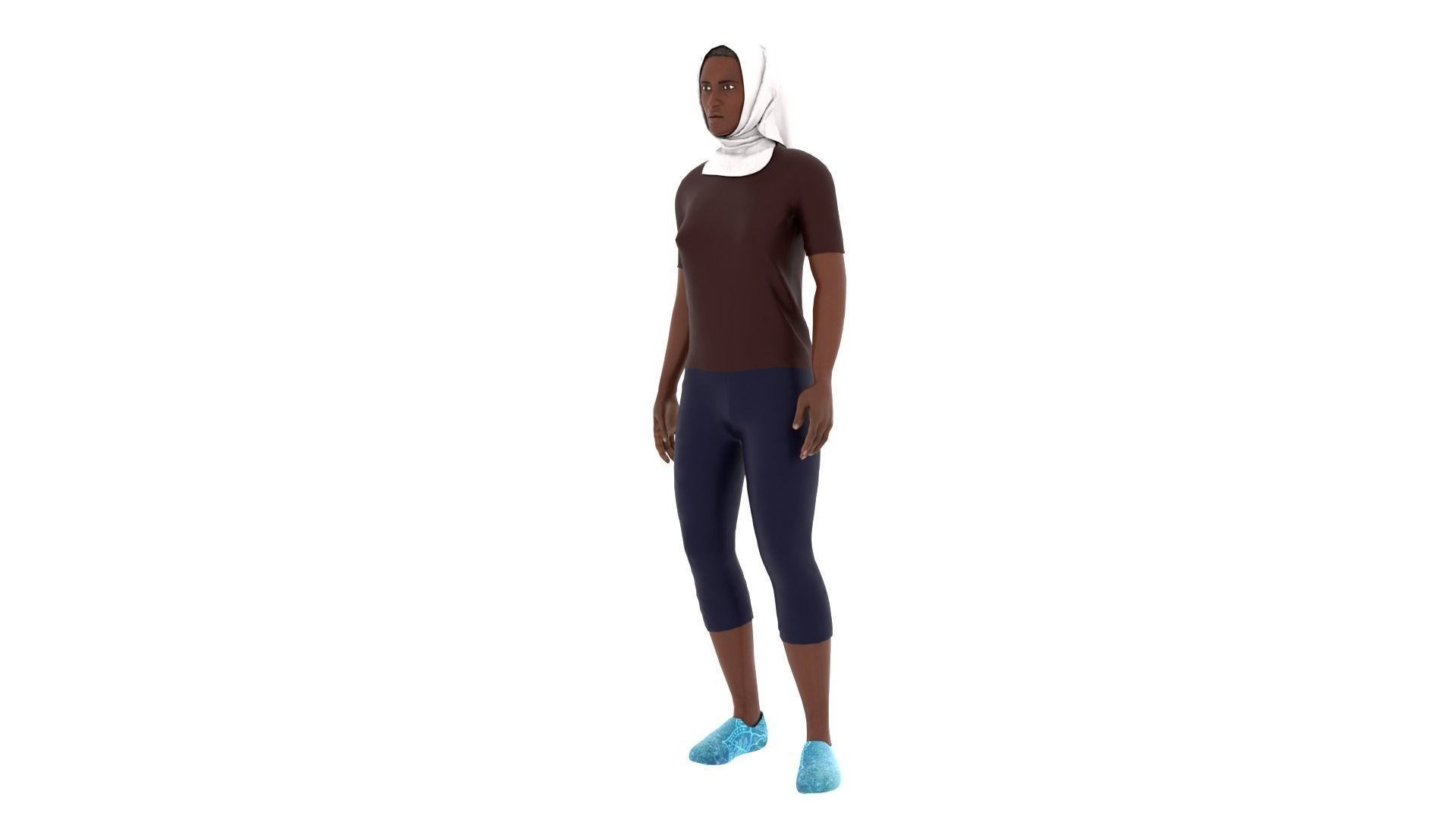 Hijab Woman Low-poly 3D model_2