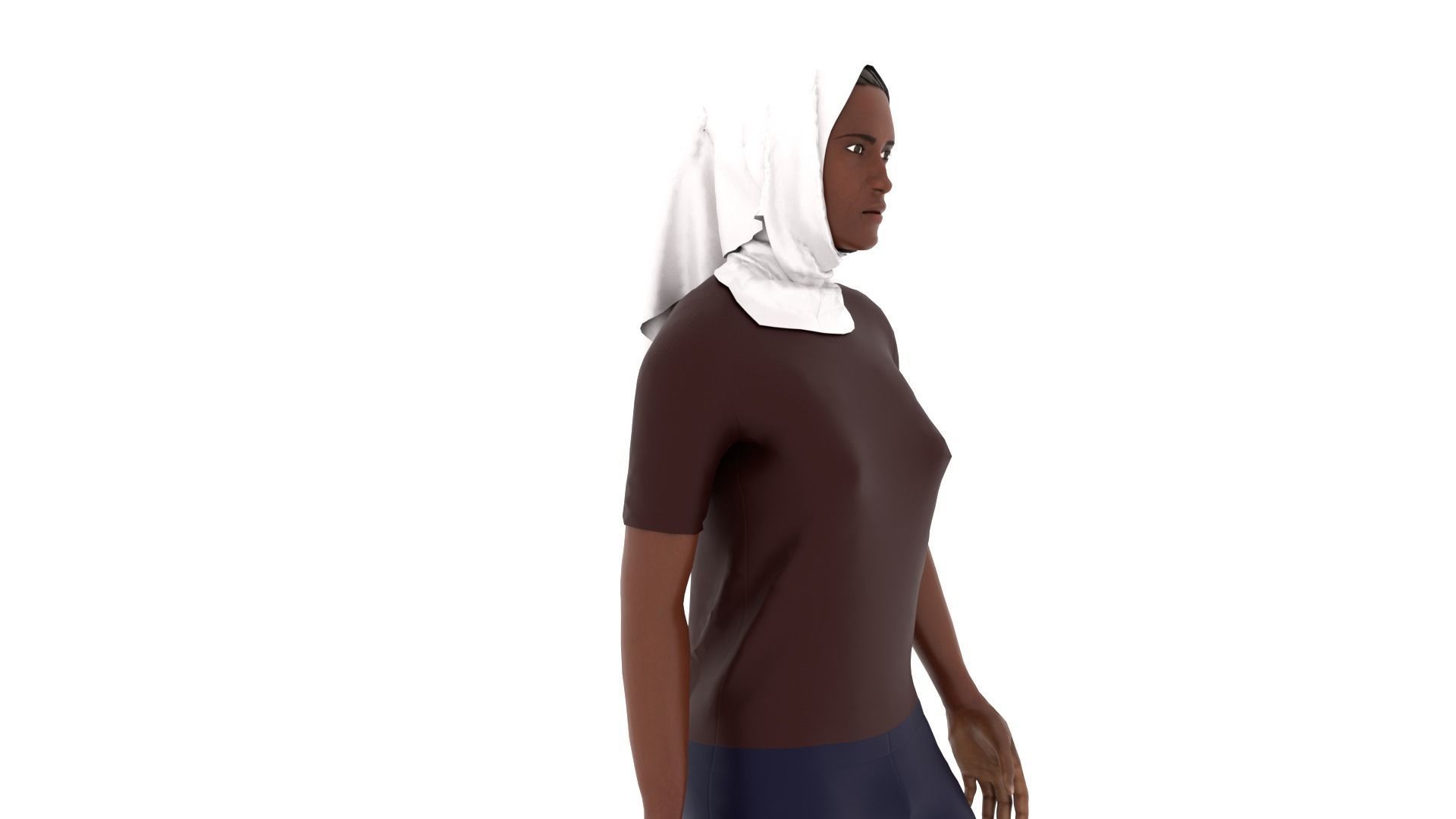 Hijab Woman Low-poly 3D model_3