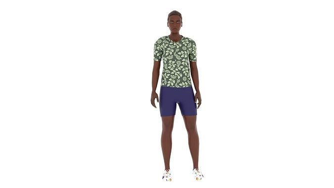 Woman man in shorts and shirt Low-poly 3D model