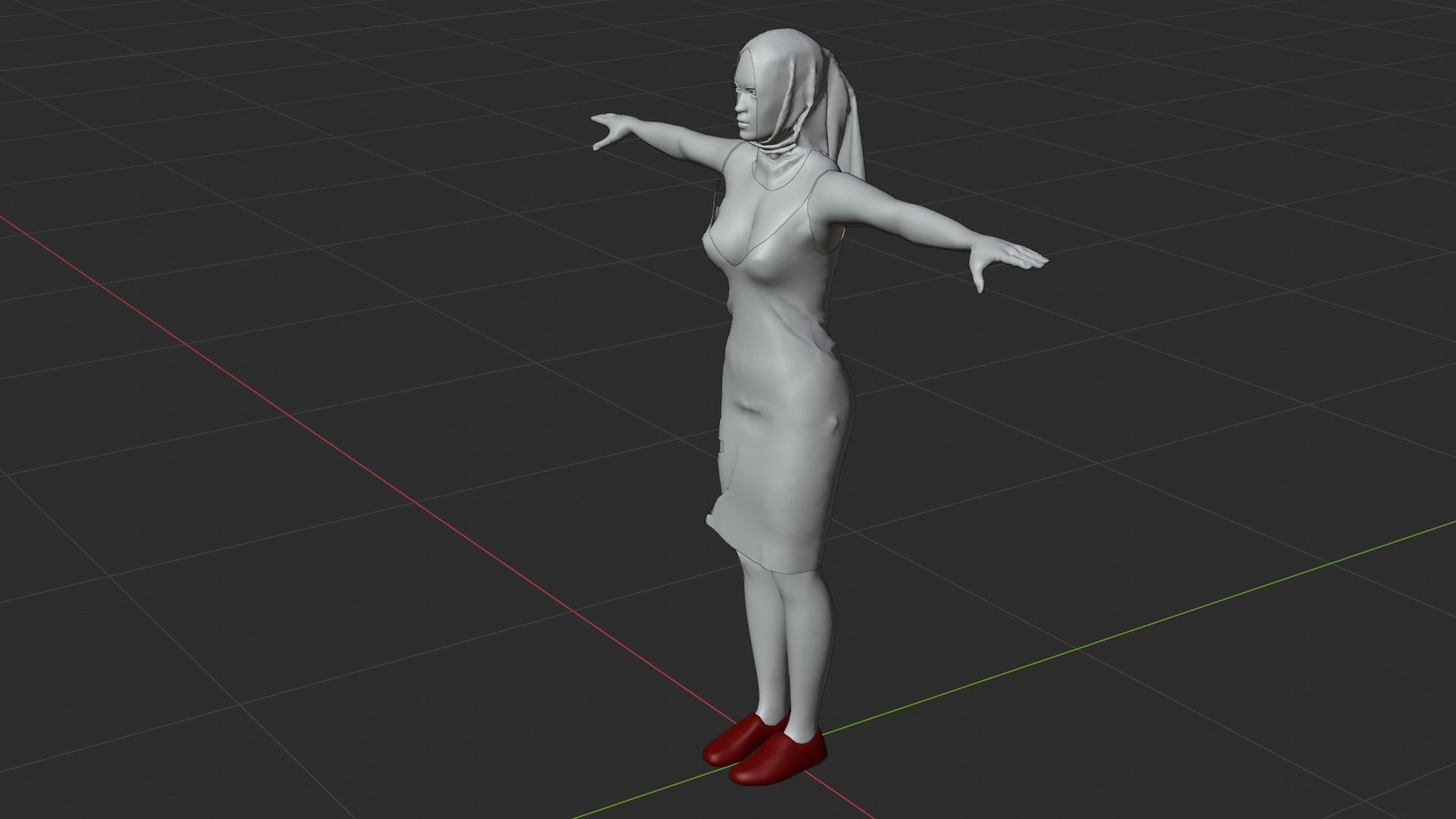 Hijab Woman Low-poly 3D model_6