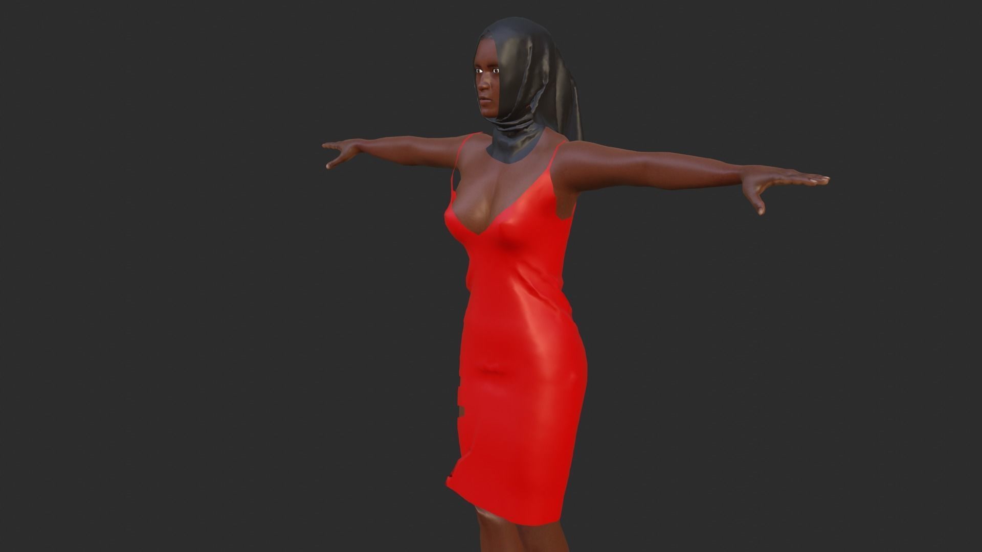 Hijab Woman Low-poly 3D model_3