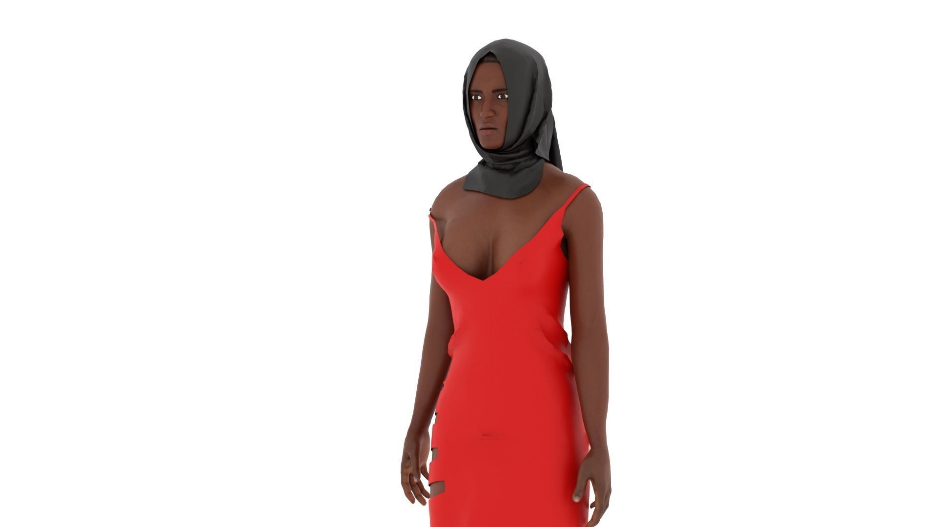Hijab Woman Low-poly 3D model_2