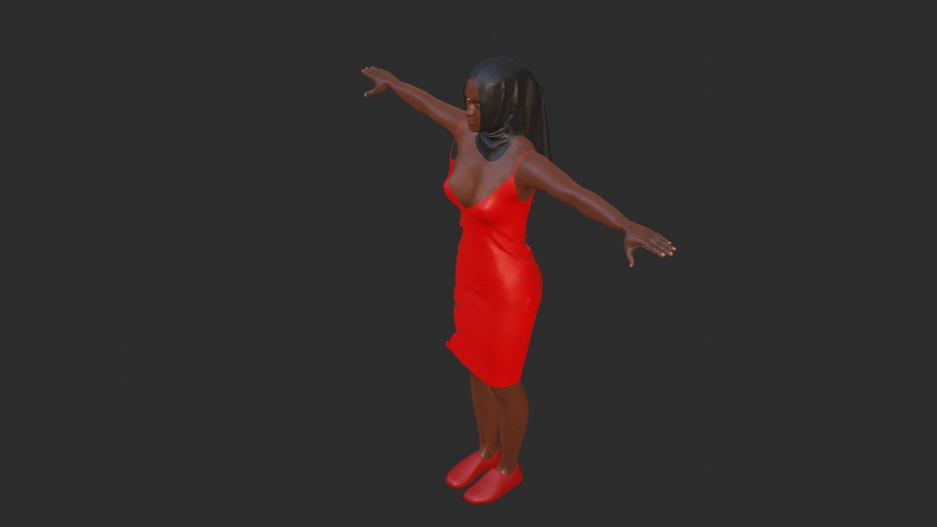 Hijab Woman Low-poly 3D model_4