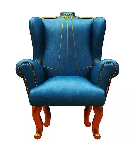 Armchair wing chair Low-poly 3D model