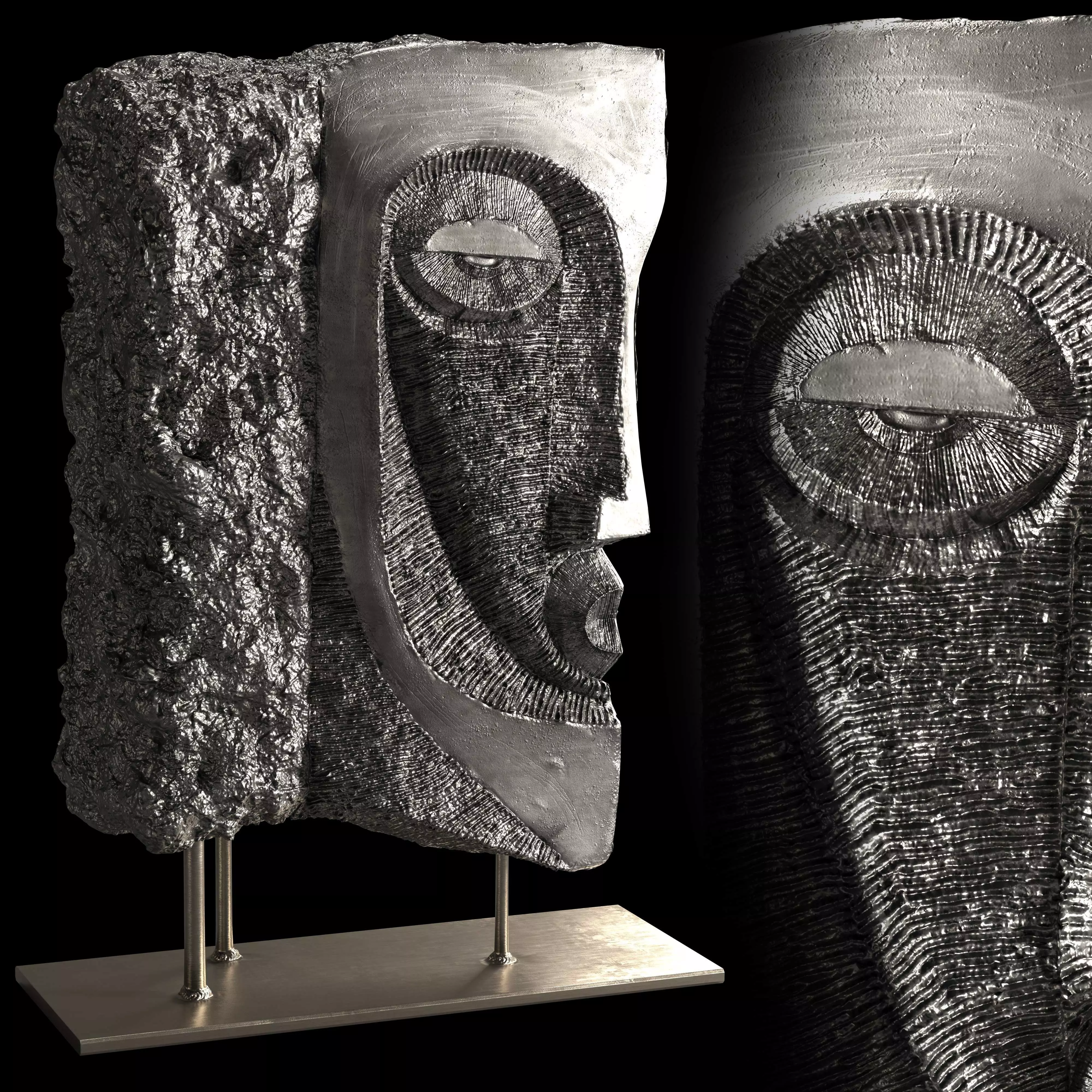 abstract face sculpture Vray-Corona-PBR Low-poly 3D model_0