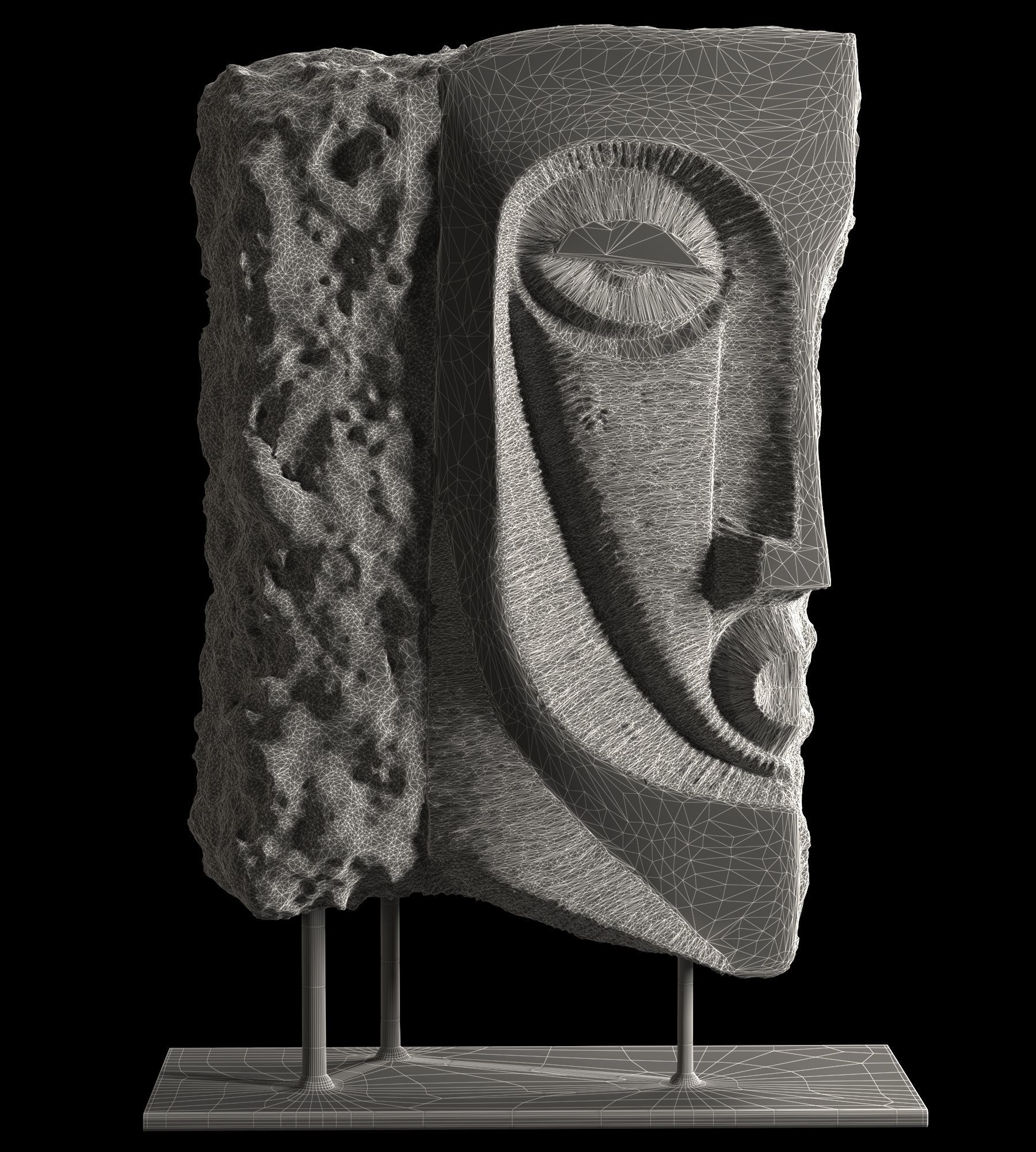 abstract face sculpture Vray-Corona-PBR Low-poly 3D model_3