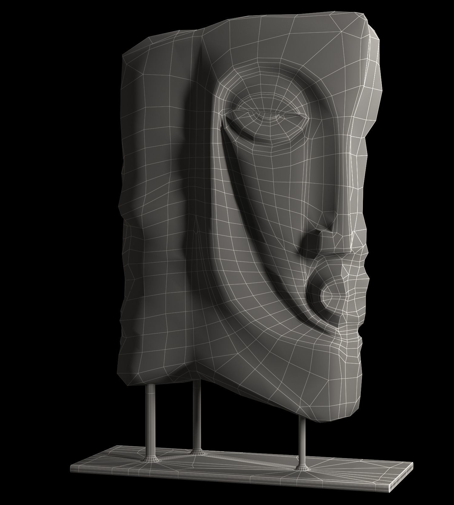 abstract face sculpture Vray-Corona-PBR Low-poly 3D model_4