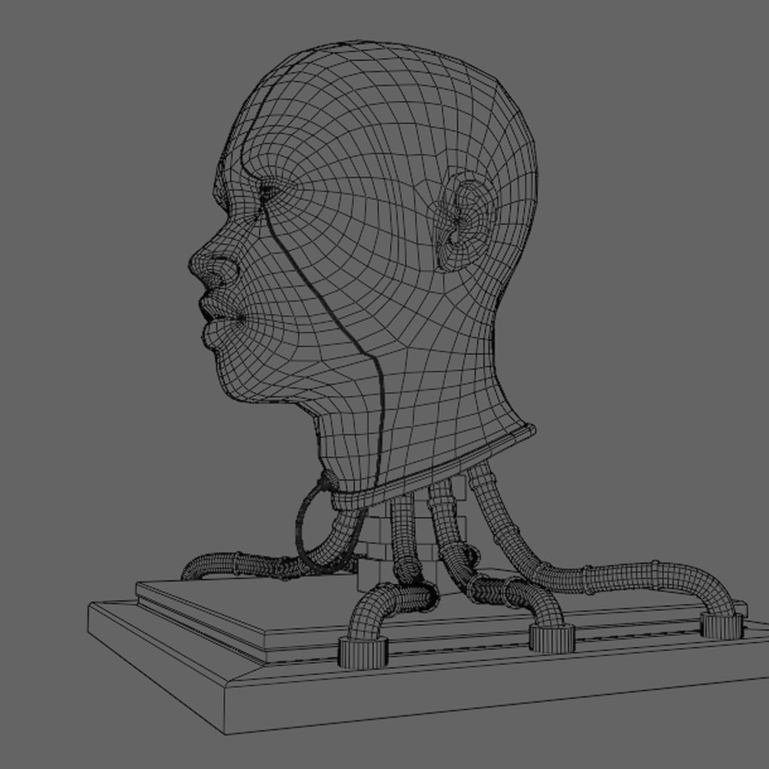 Cyborg Head Bust V1 3D Model 3D model_7