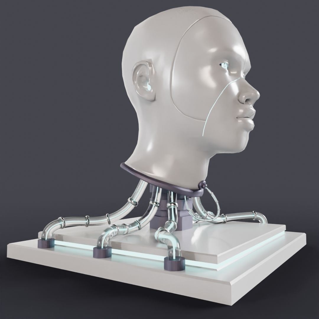 Cyborg Head Bust V1 3D Model 3D model_3