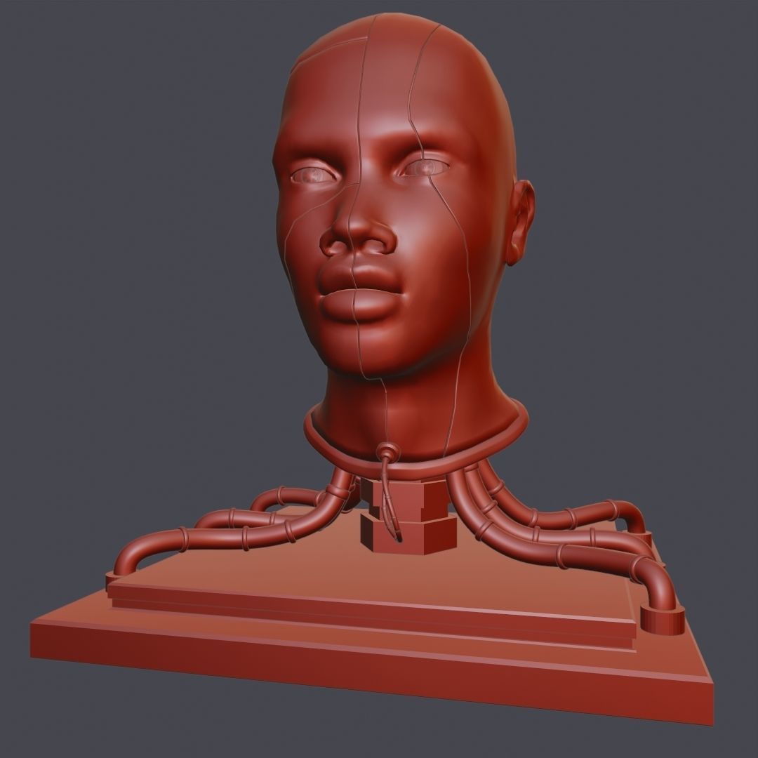 Cyborg Head Bust V1 3D Model 3D model_1