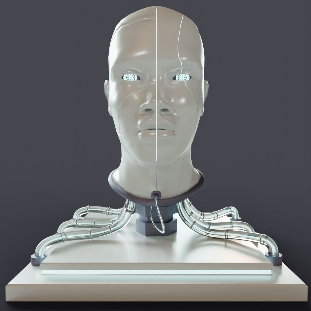 Cyborg Head Bust V1 3D Model 3D model_5